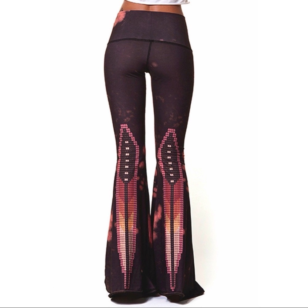 Teeki Sacred feather bell bottoms yoga bells rare